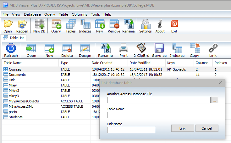 MDB Plus Link Table